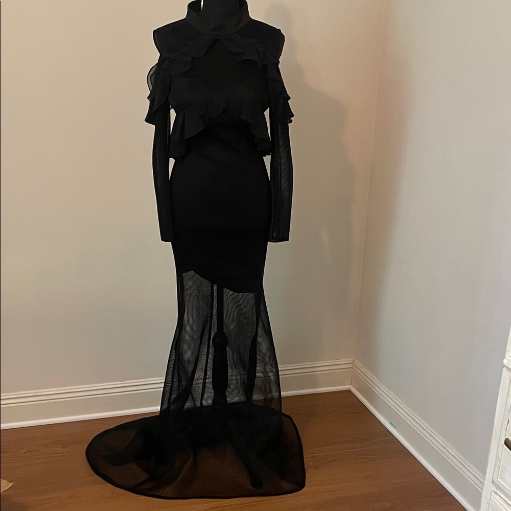 Terani Couture 2 Elegant Black Ruffled Gown
